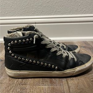 Golden Goose Slide Black with Studs